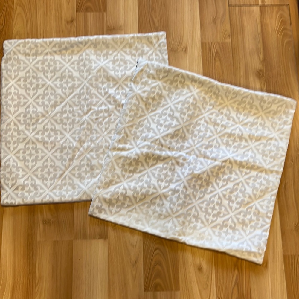 2  cream Pillow Covers with side zipper